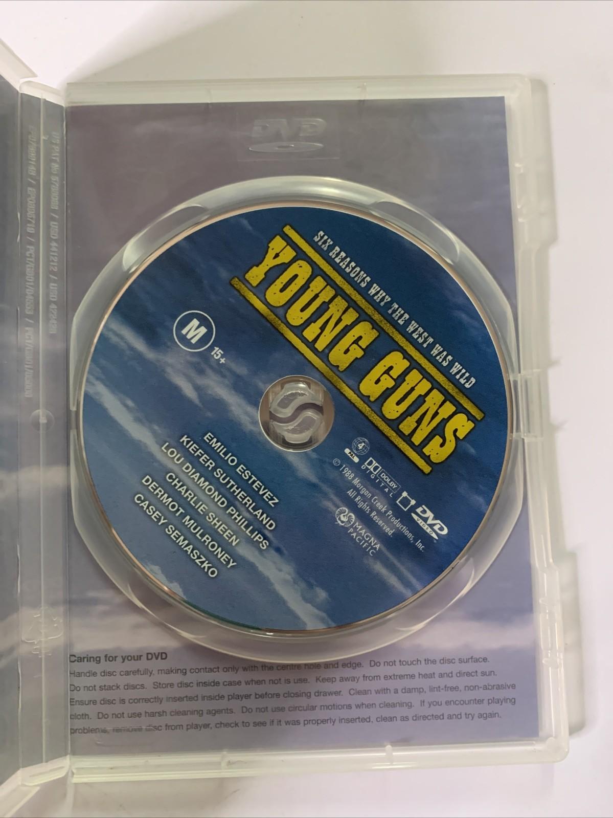 Young Guns (DVD, 1988) Charlie Sheen, Emilio Estevez, Kiefer Sutherland Region 4