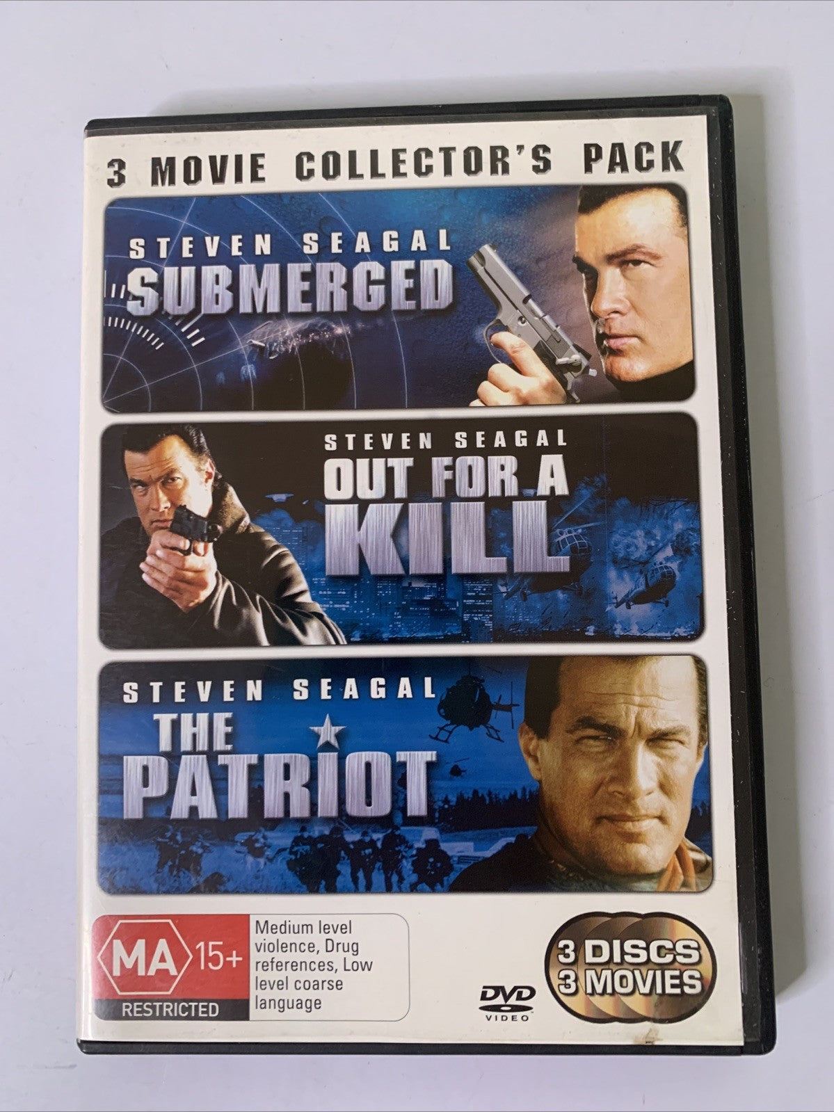 Submerged / Out For A Kill / The Patriot (DVD, 3-Discs) Steven Seagal Region 4