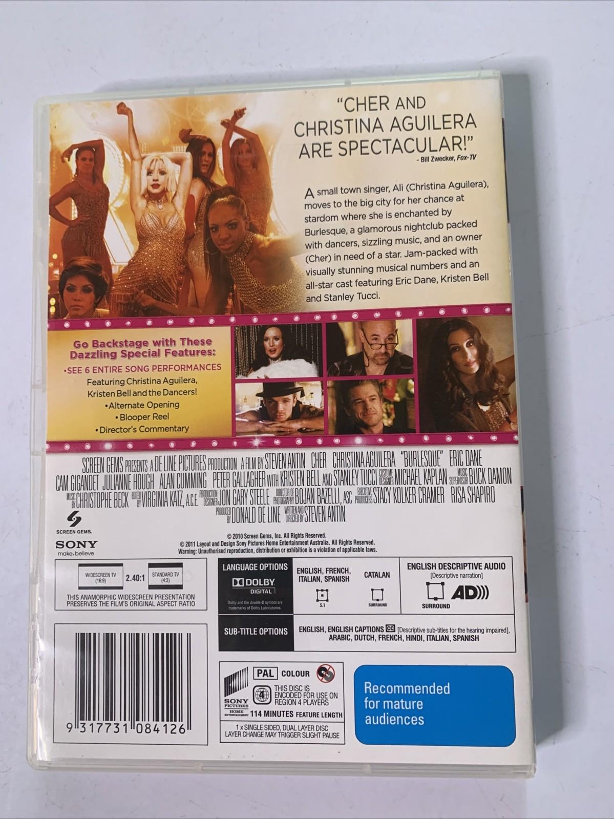 Burlesque (DVD, 2010) Cher, Christina Aguilera Region 4