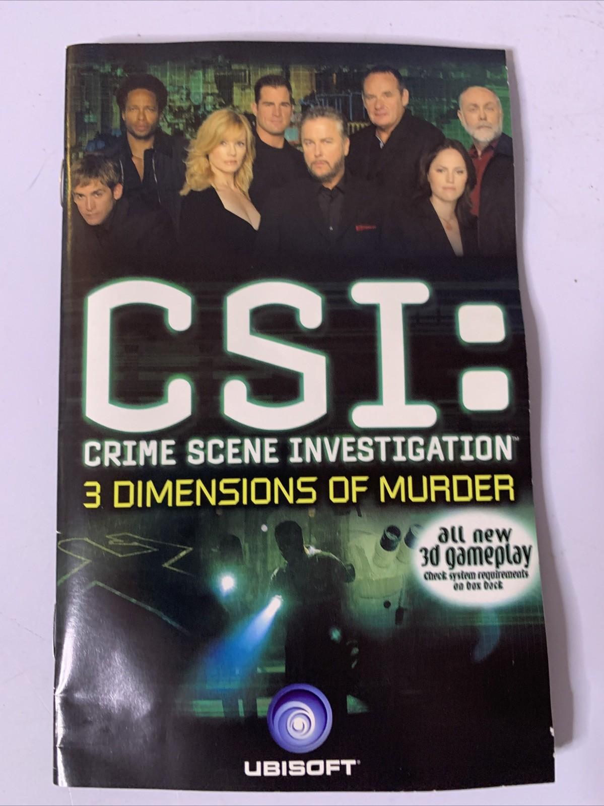 CSI: 3 Dimensions Of Murder PC DVD Windows Detective Game Complete