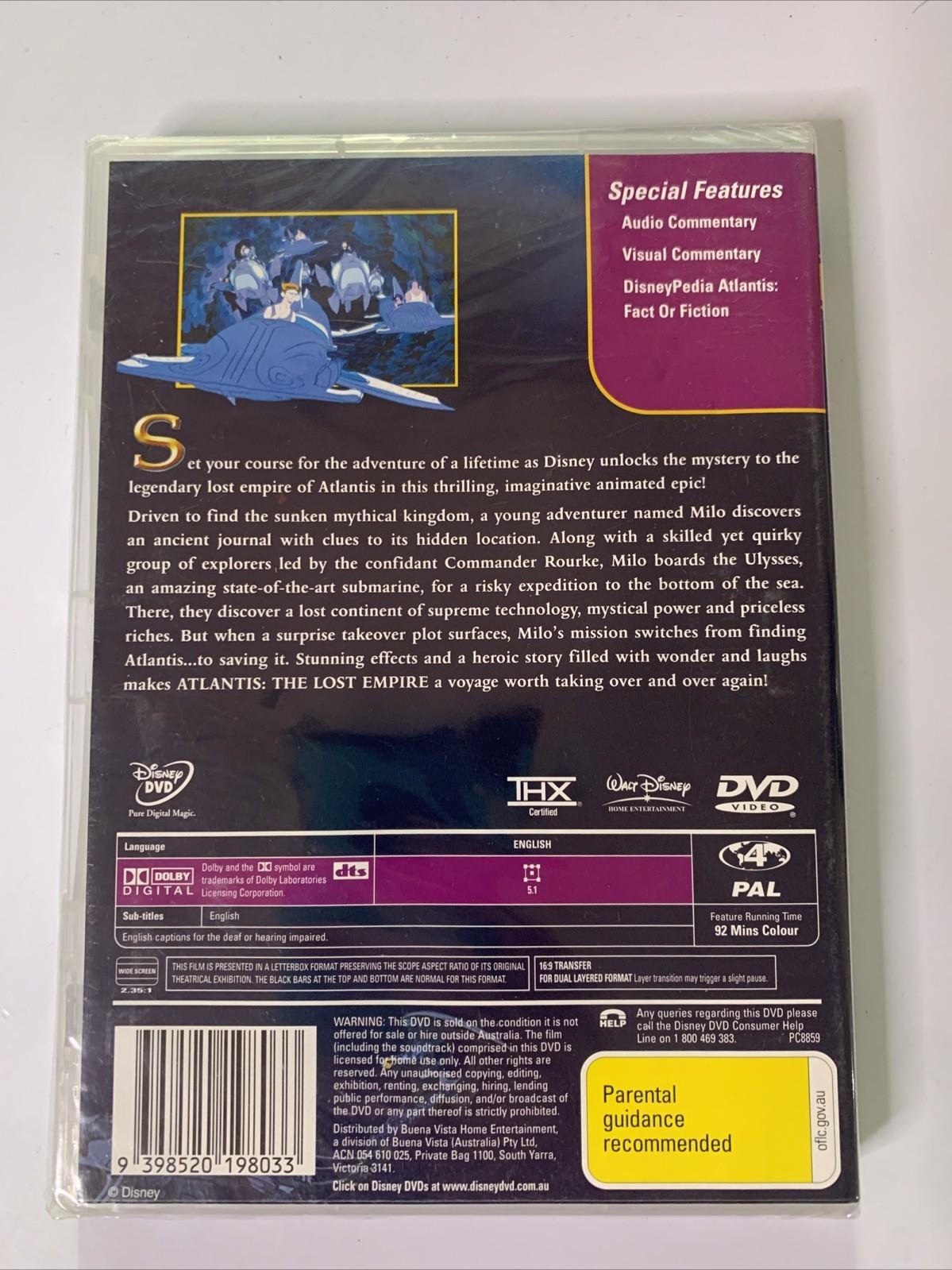 Atlantis: The Lost Empire (DVD, 2001) Disney Animated Film Region 4 NEW