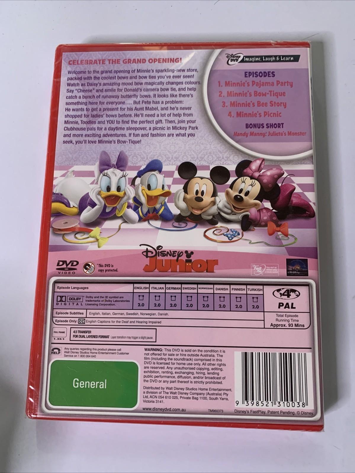 Mickey Mouse Clubhouse: Minnie's Bow-Tique (DVD, 2009) Disney Region 4 NEW