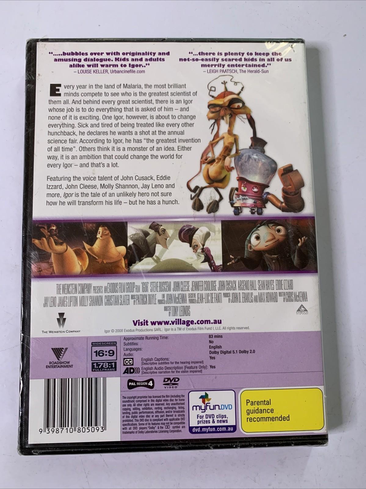 Igor (DVD, 2008) John Cusack, Eddie Izzard, John Cleese Animation Region 4 NEW