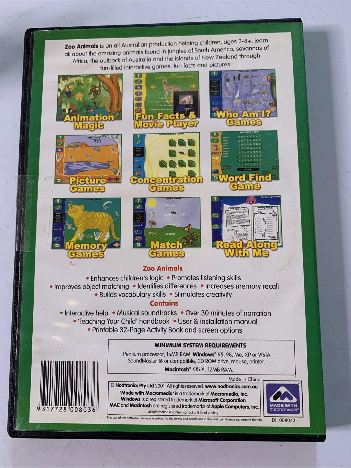 Zoo Animals PC CD-ROM Mac Windows Educational Software NEW