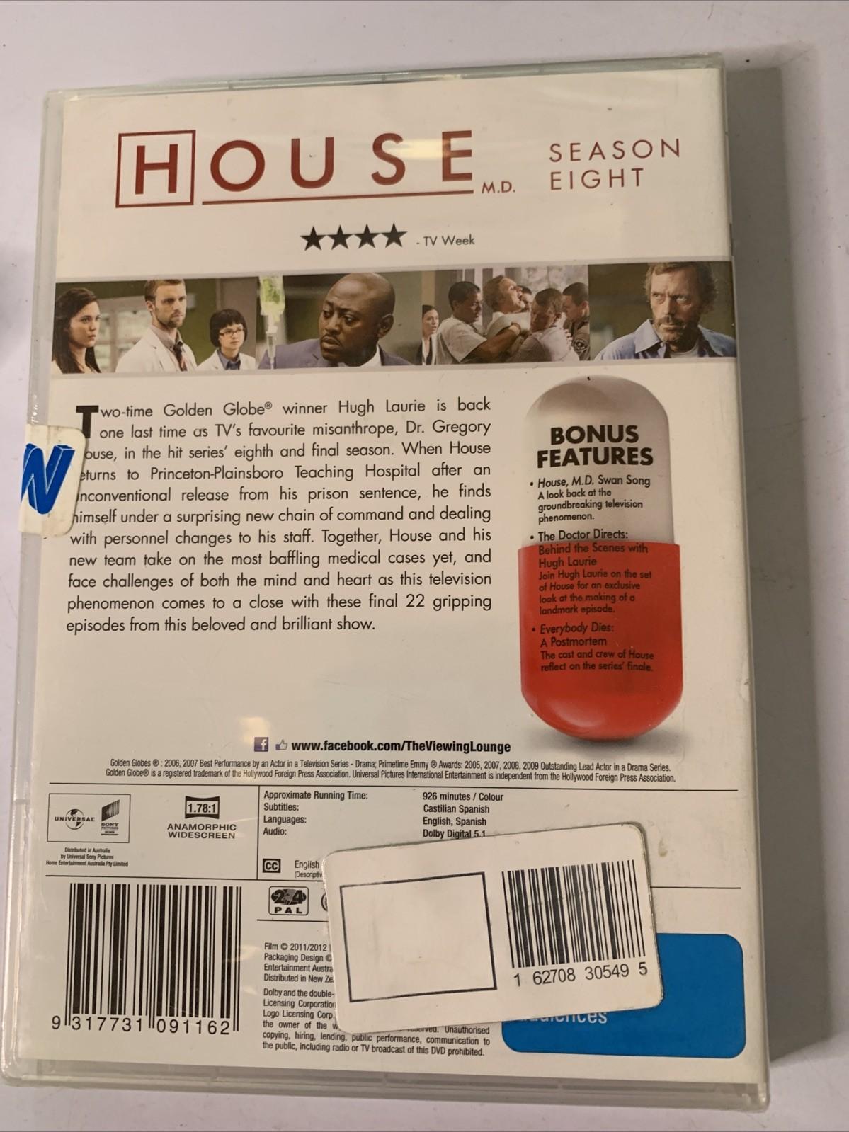 House : Season 8 (DVD, 2011, 6-Discs) Region 4 &2 NEW Sealed