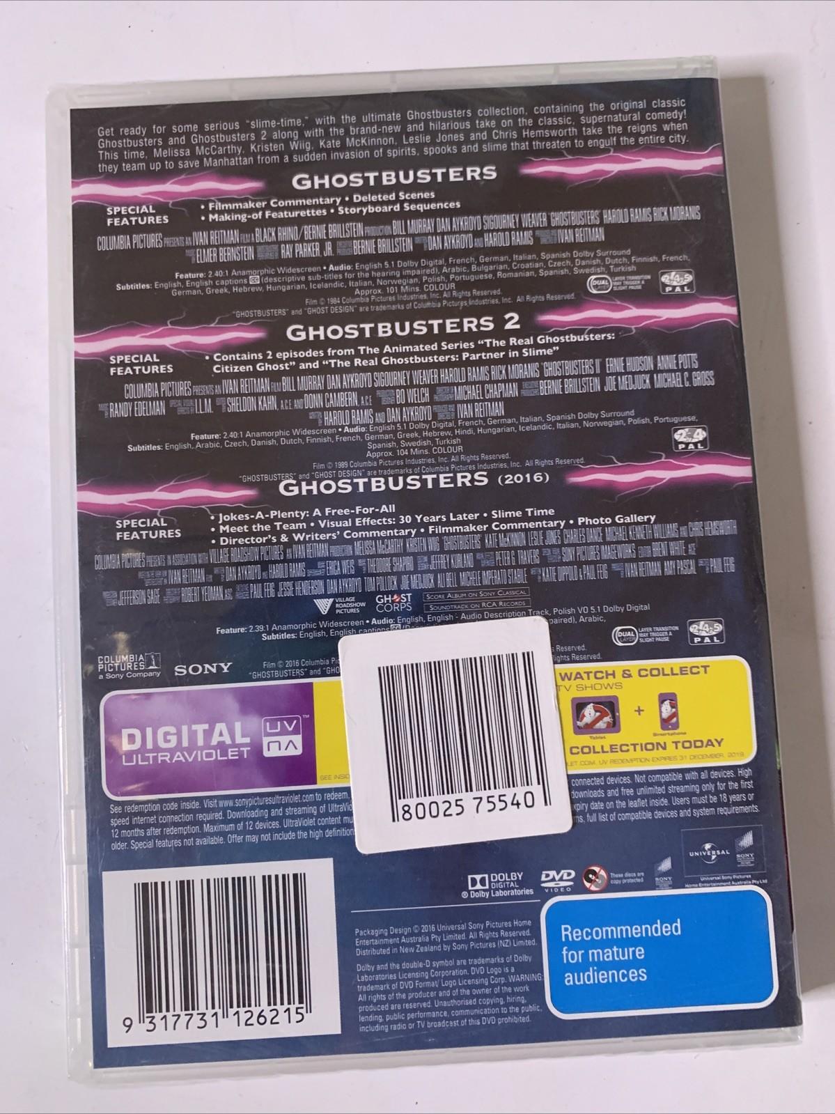 Ghostbusters 1 & 2 / Ghostbusters 2016 (DVD) Region 4 NEW Sealed