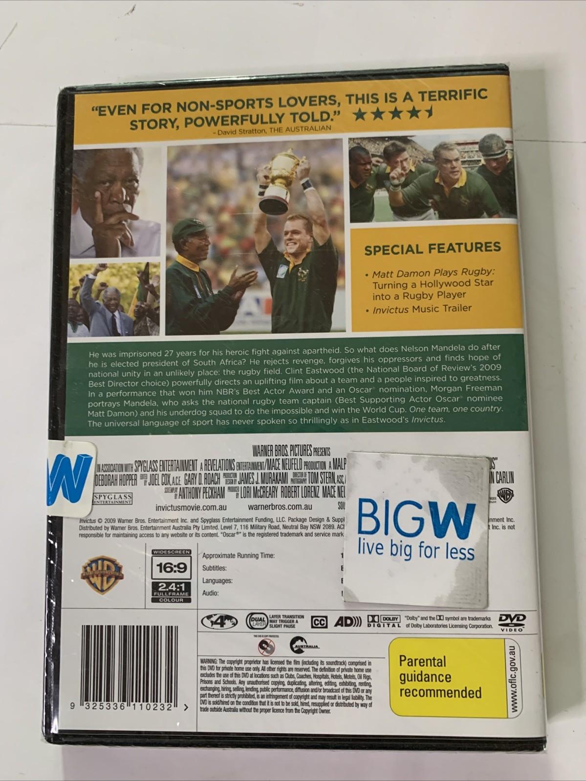 Invictus (DVD, 2009) Morgan Freeman, Matt Damon Region 4 NEW