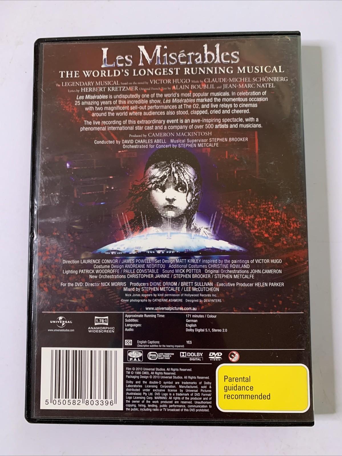 Les Miserables 25th Anniversary Concert (DVD, 2010) Region 4 &2 NEW