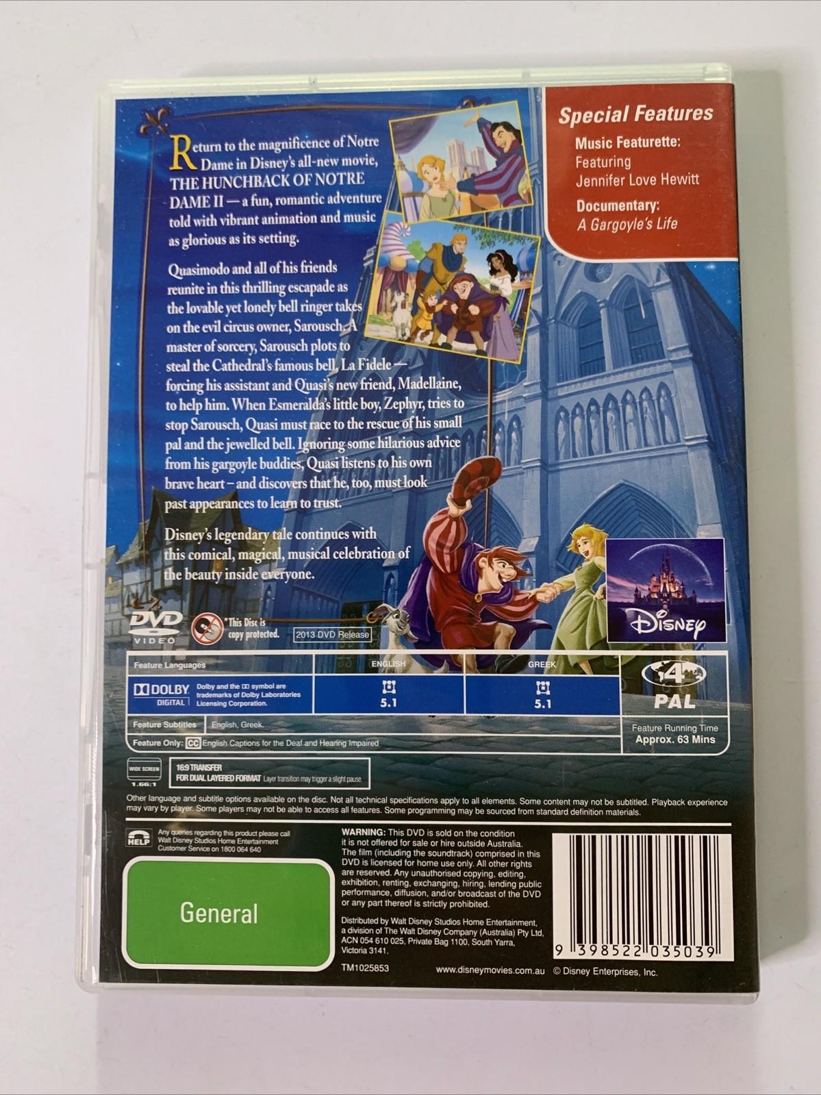 The Hunchback of Notre Dame II (DVD, 2001) Disney Animated Film Region 4 NEW