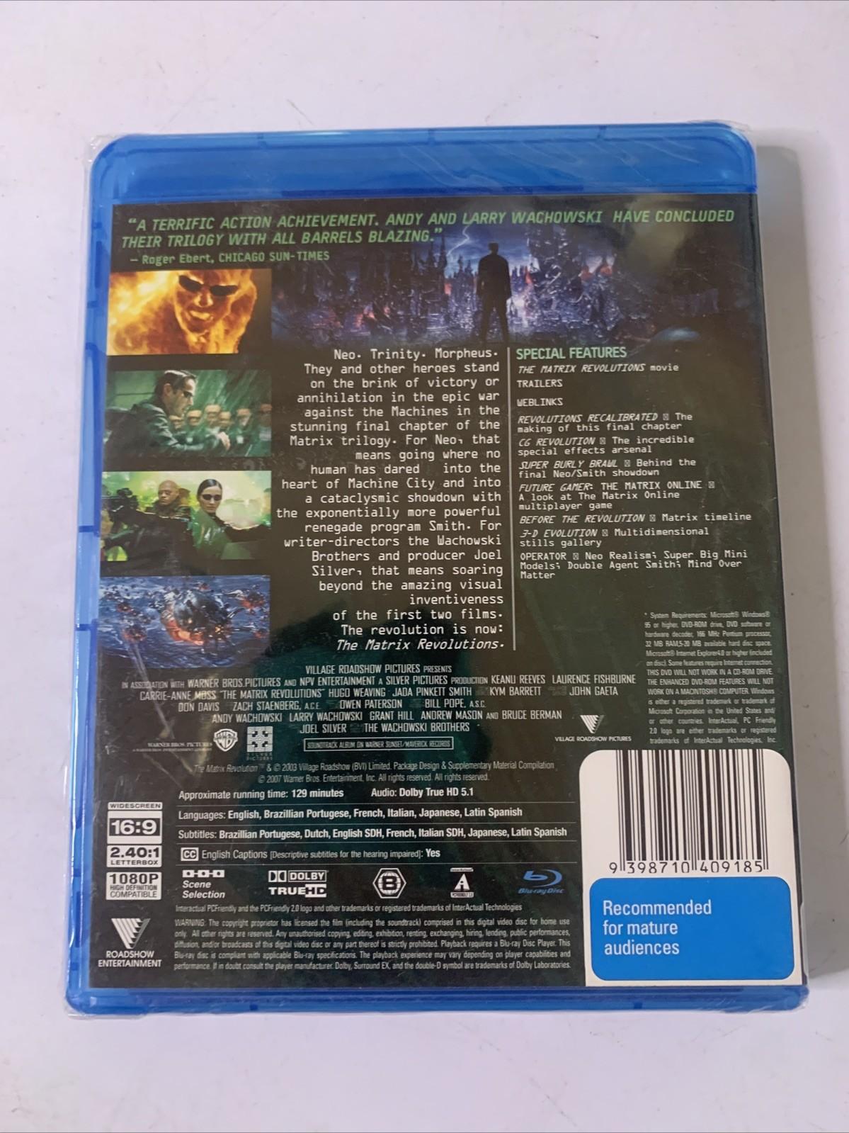 Matrix Revolutions (Blu-ray, 2003) Keanu Reeves Region B NEW Sealed