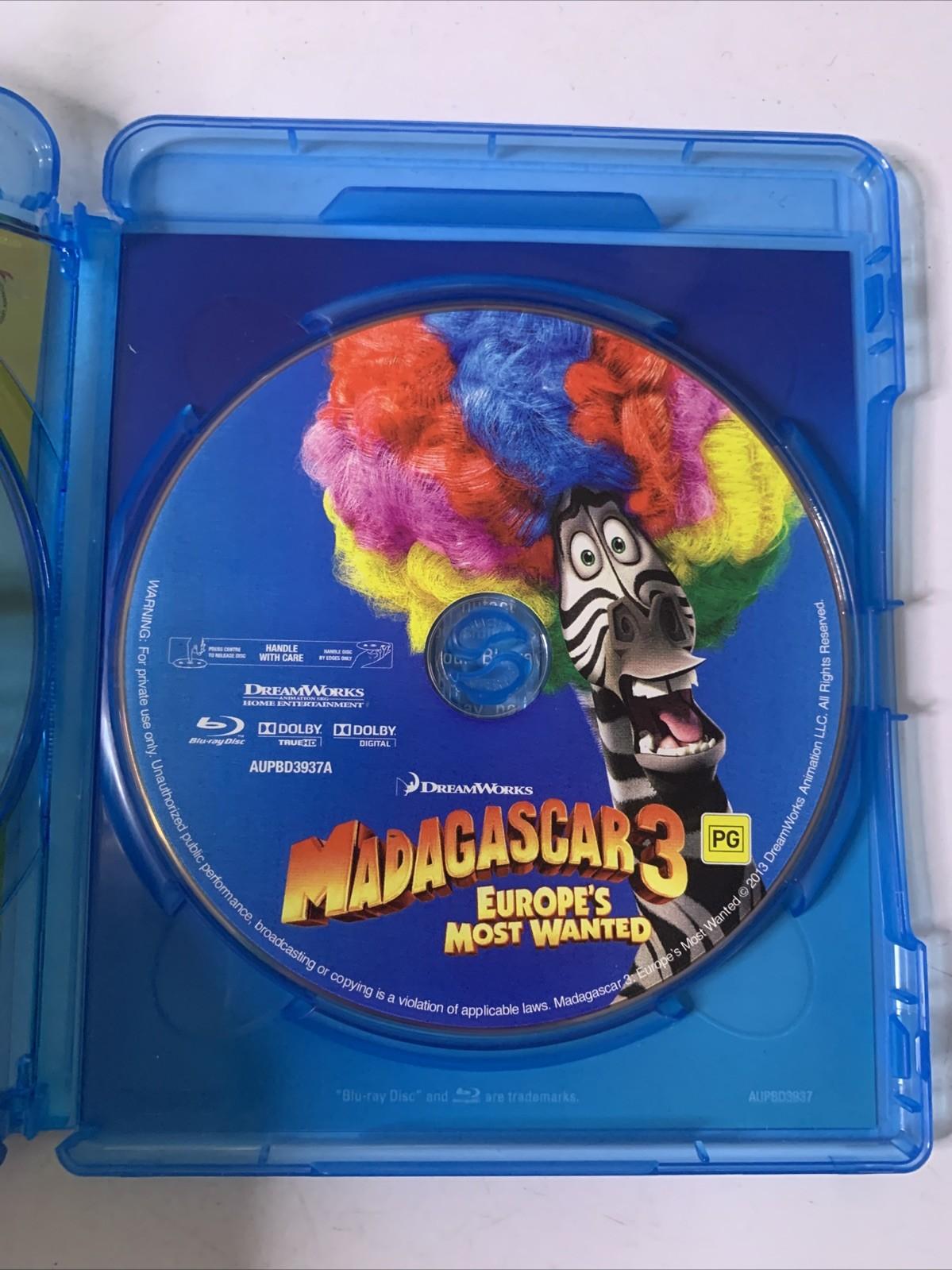 Madagascar 3: Europe's Most Wanted (Blu-ray + DVD, 2012) Animation Region B &4