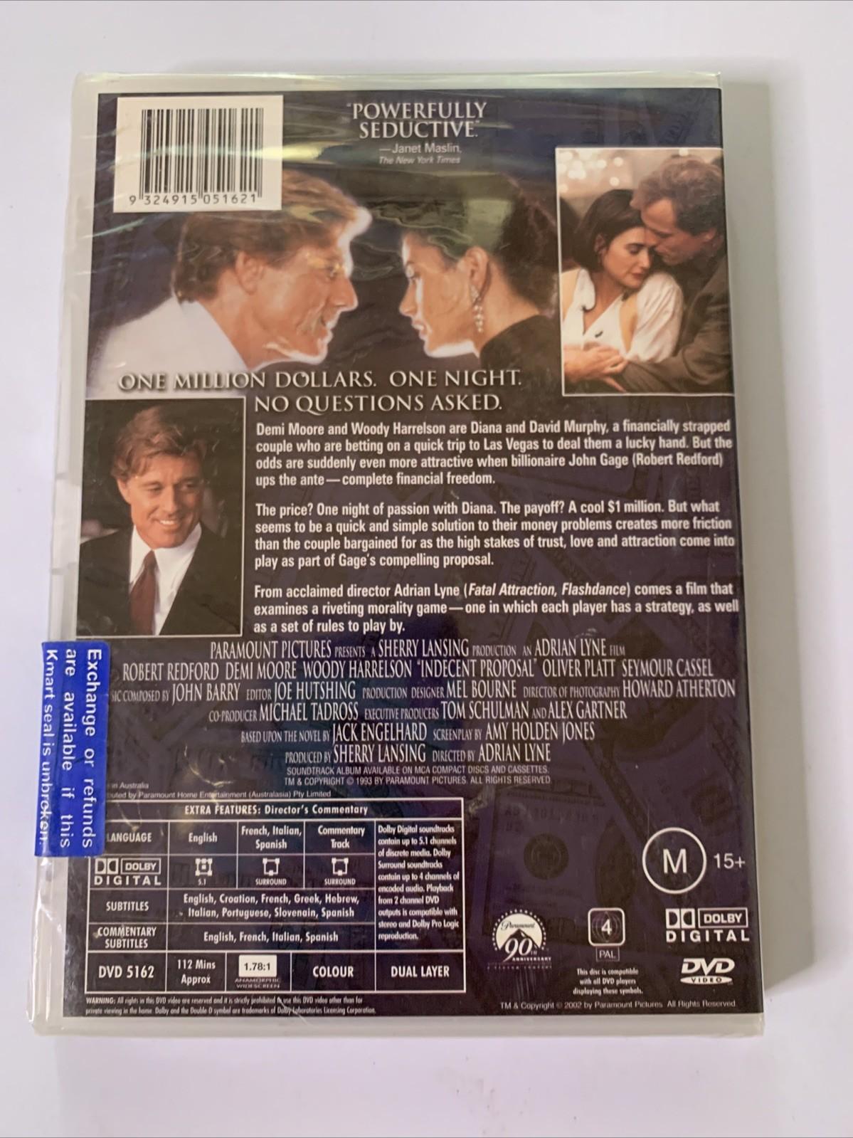 Indecent Proposal (DVD, 1993) Robert Redford, Woody Harrelson, Demi Moore NEW