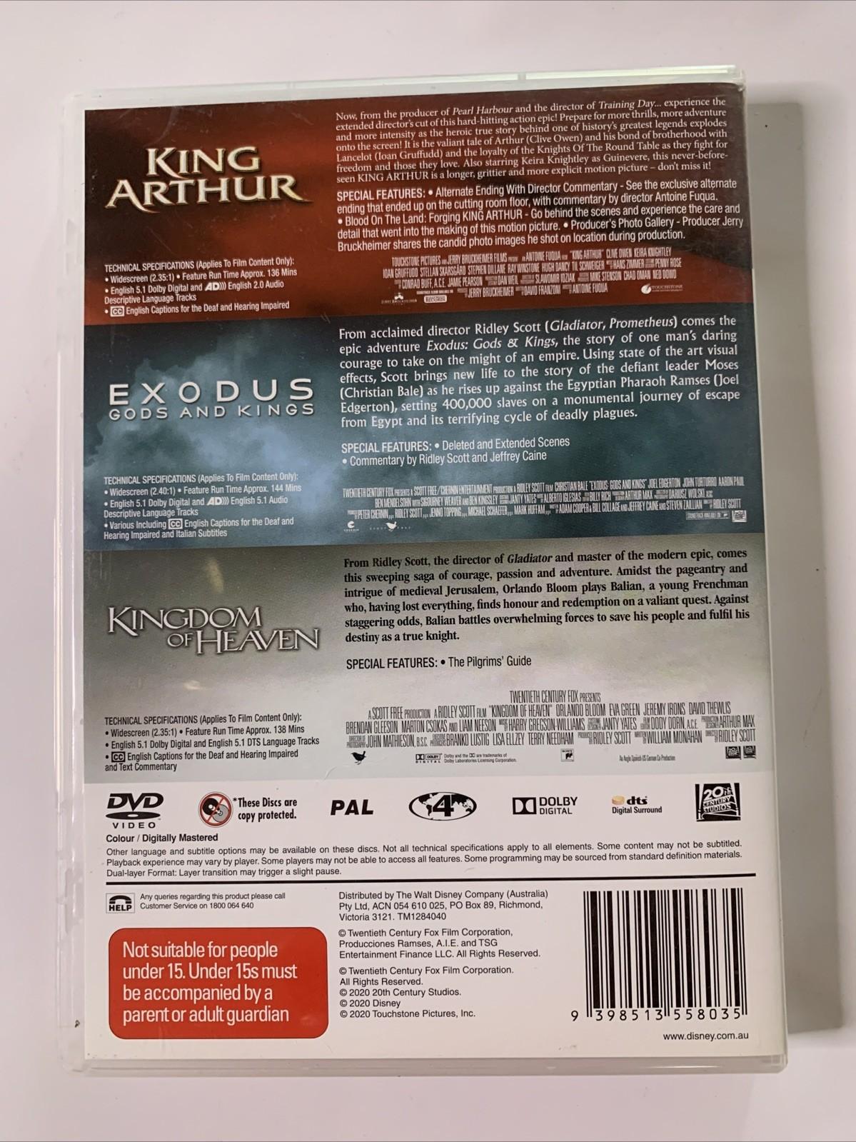 King Arthur / The Kingdom of Heaven / Exodus: Gods and Kings (DVD, 2020) NEW