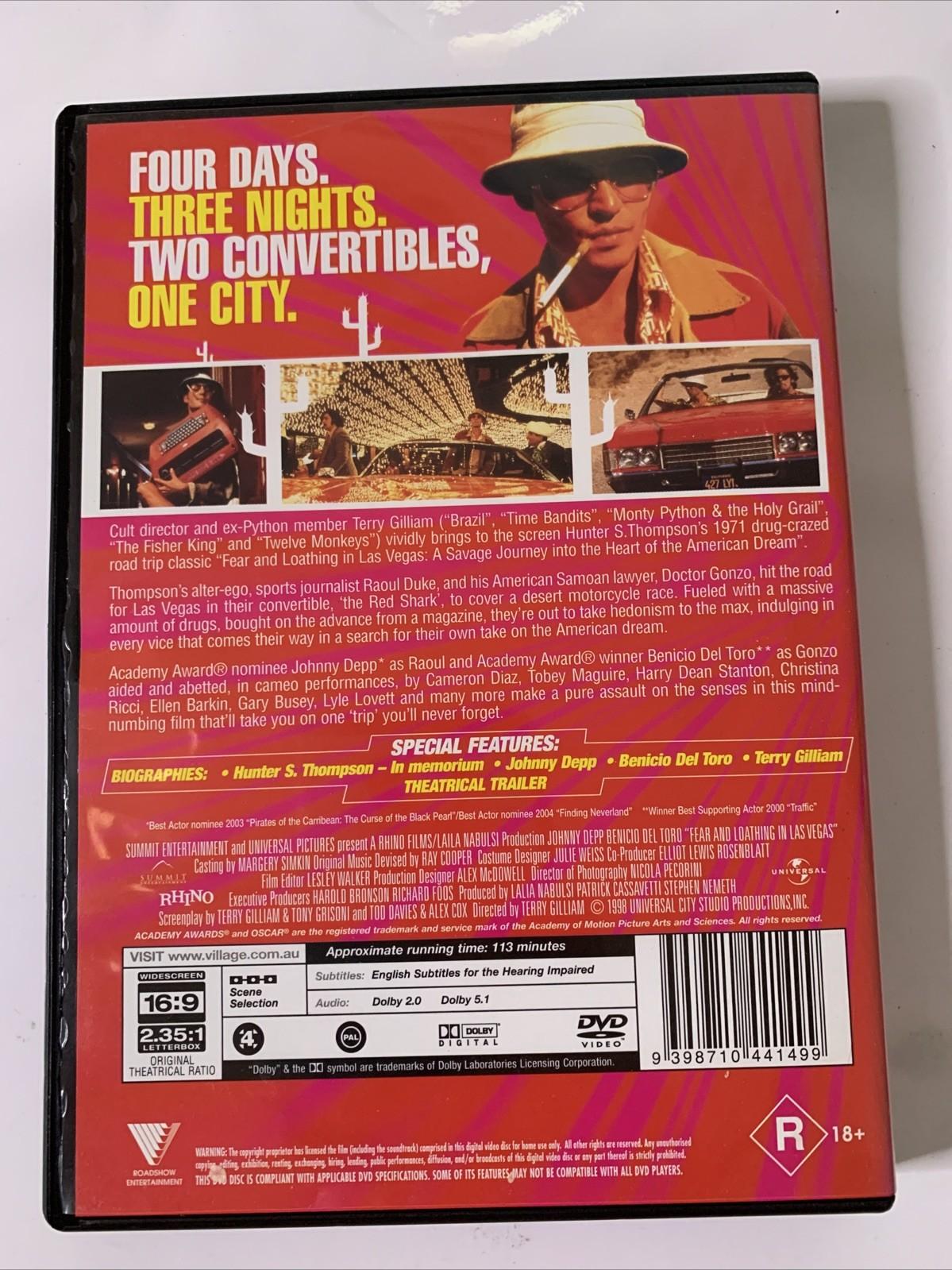Fear and Loathing in Las Vegas (DVD, 1998) Benicio del Toro, Johnny Depp NEW
