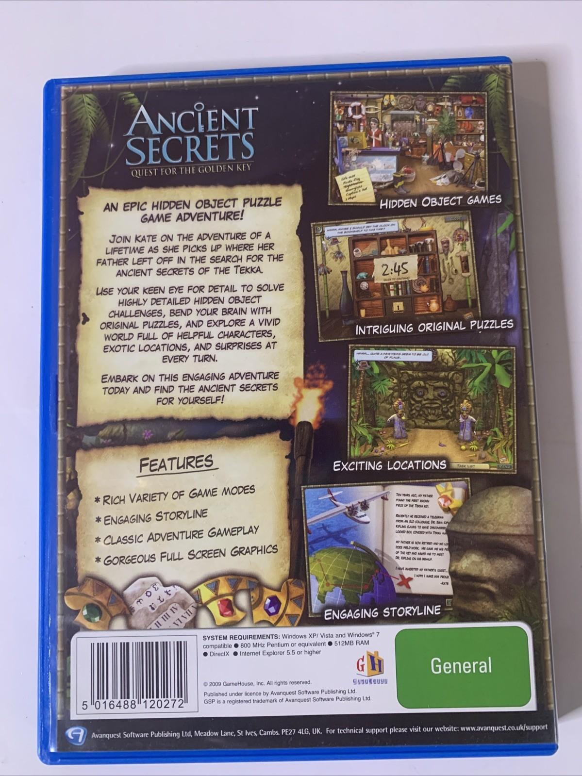 Ancient Secrets: Quest For The Golden Key PC CD-ROM Hidden Object Game NEW