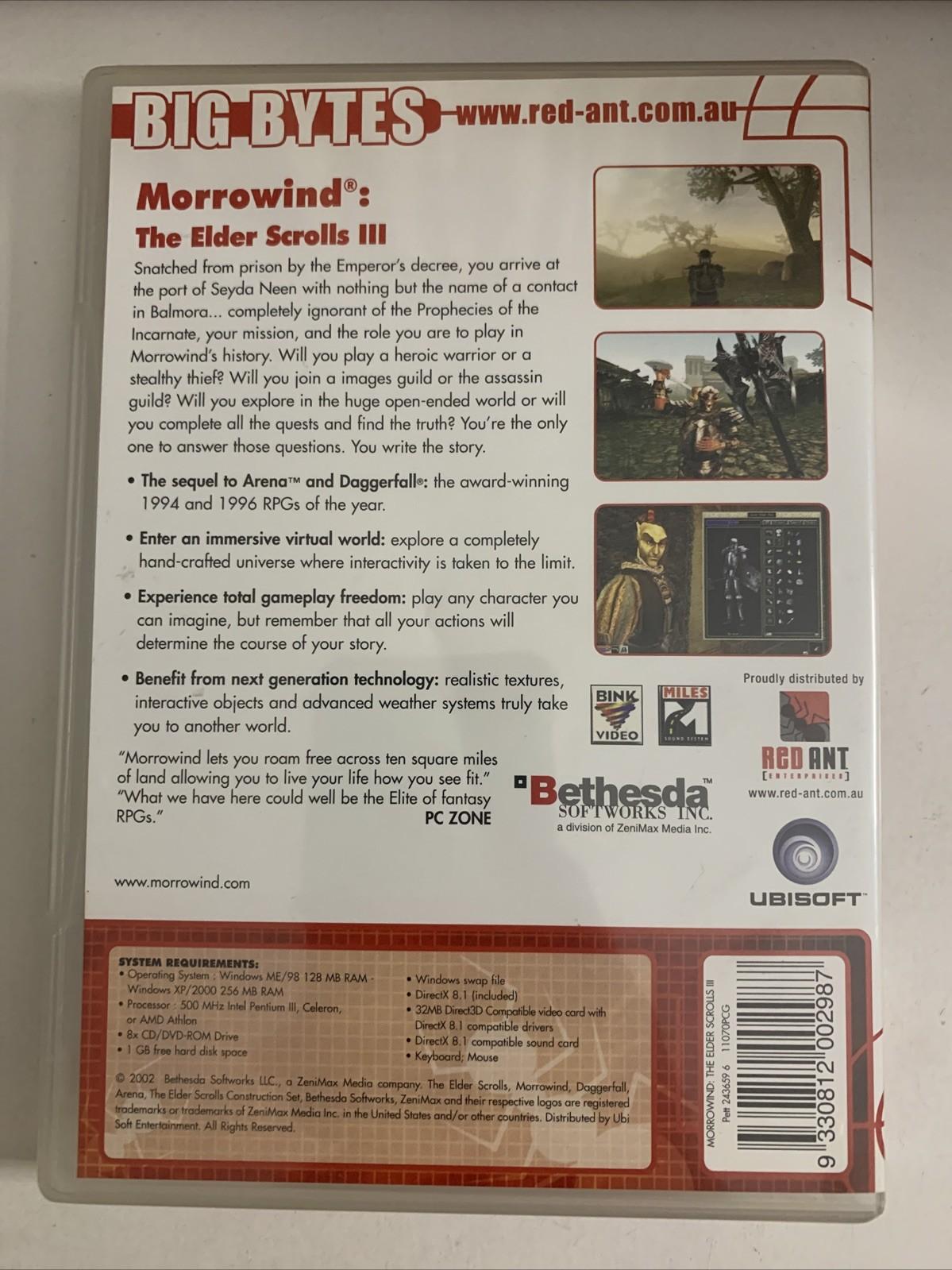The Elder Scrolls III Morrowind PC CD ROM Windows 2002 Bethesda Game