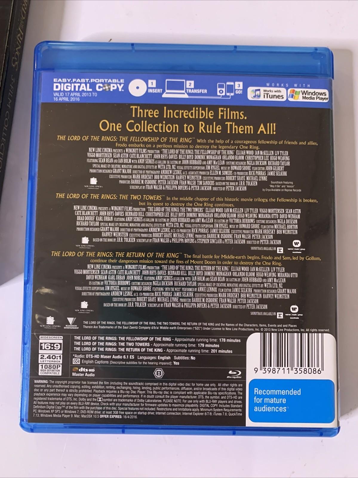 Lord of the Rings Trilogy 3-Film Collection (Blu-ray, 6-Discs) Region B