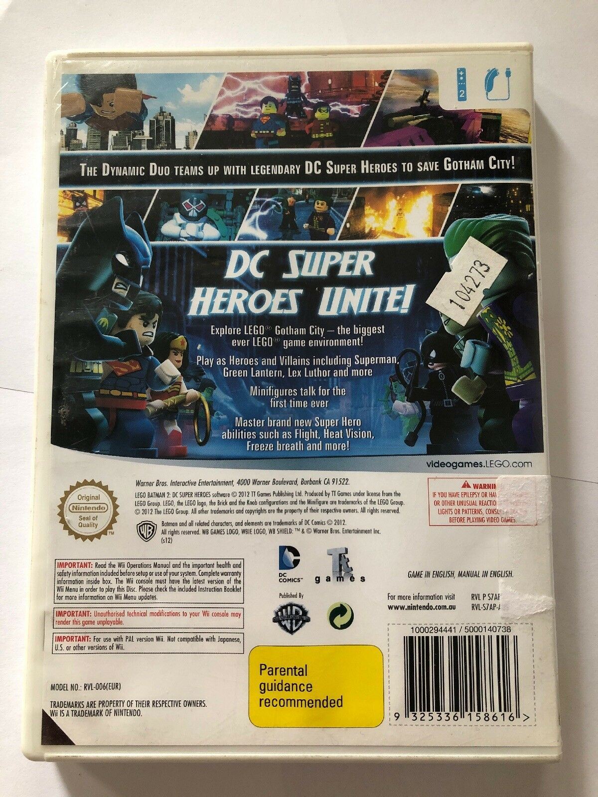 Lego Batman 2 DC Super Heroes Nintendo Wii / Wii U Compatible with Manual