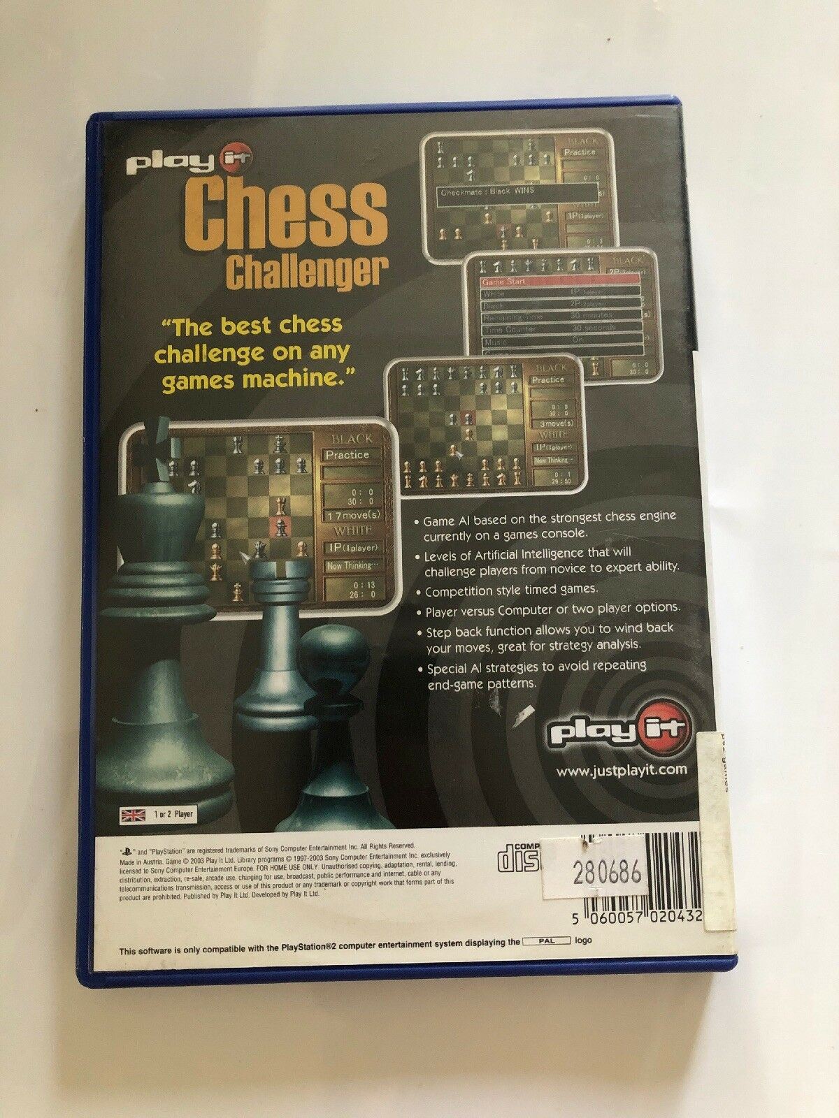 Play it Chess Challenger Sony Playstation 2 PS2 PAL Game Complete