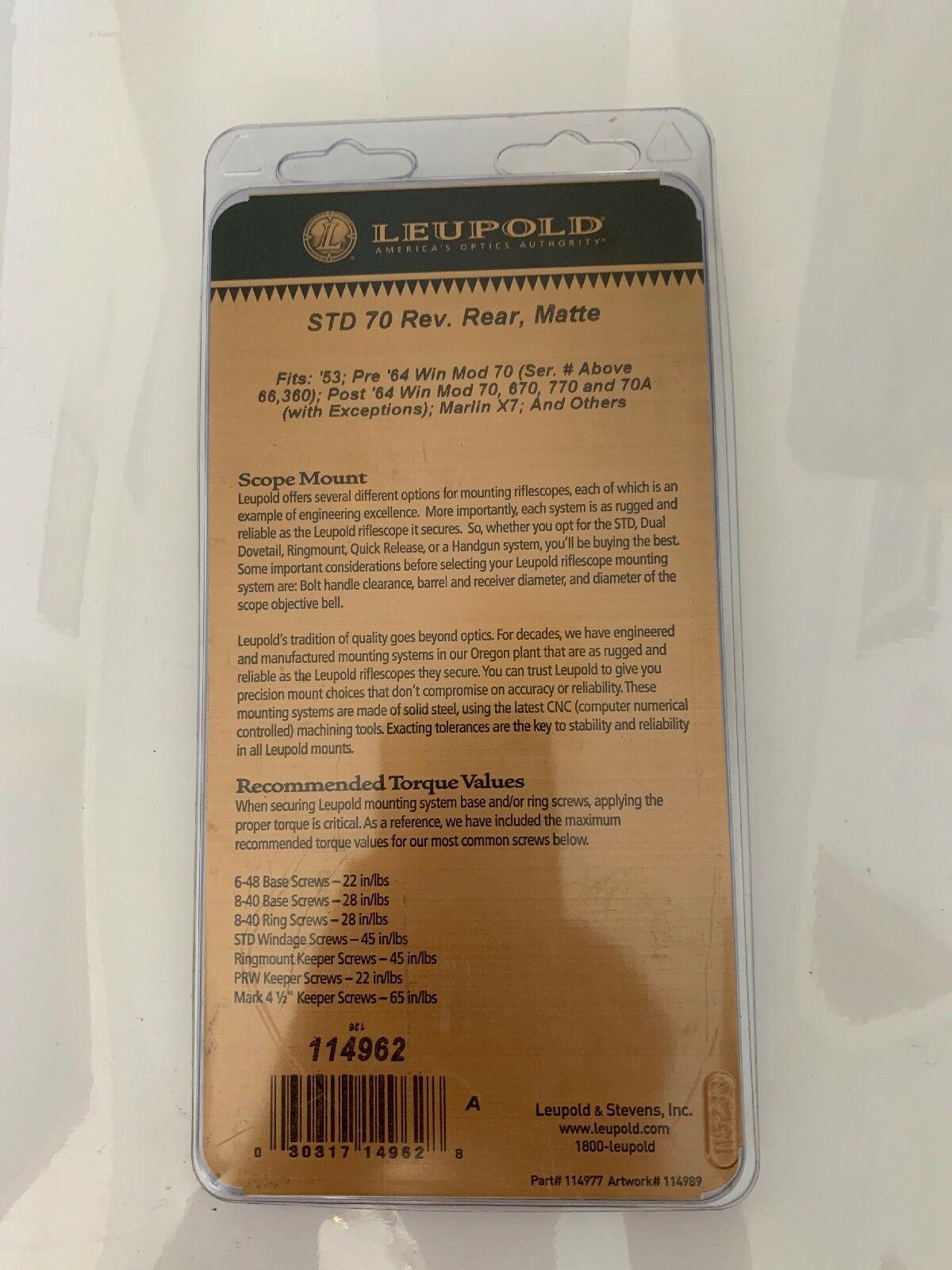 Leupold STD 70 High Matte 2 Piece Bases High Rings 114962