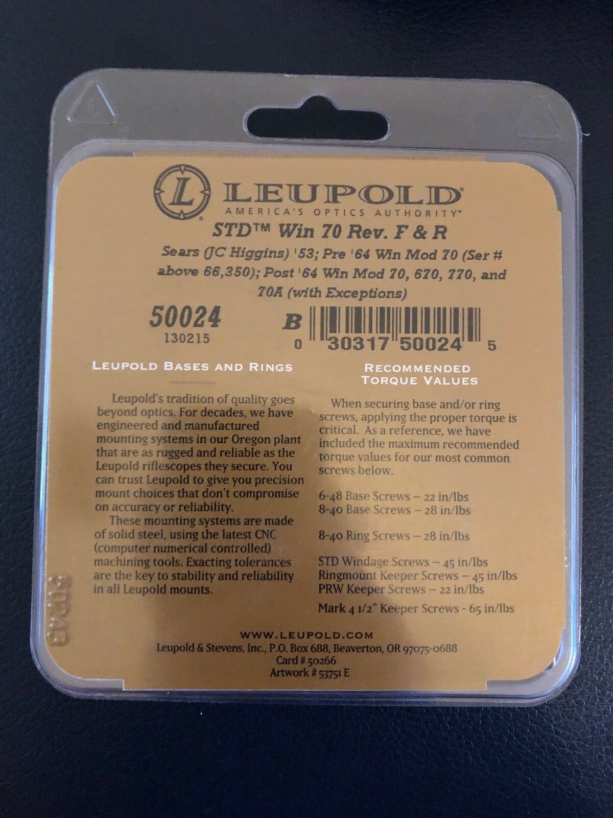 Leupold 2 Piece Bases Standard Winchester 70 RVF/R Silver 50024