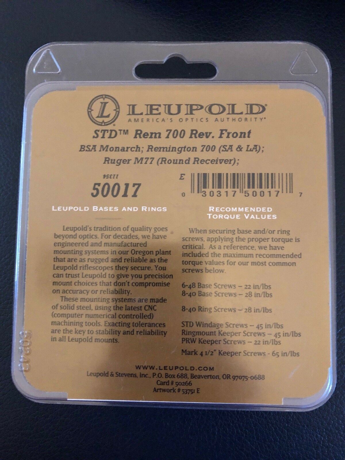 Leupold 2 Piece Bases Standard Remington 700 RVF Gloss 50017 - Free Shipping!!!
