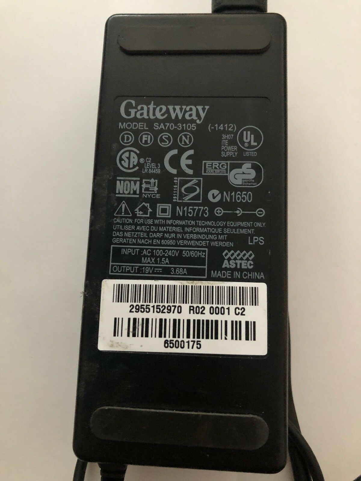 Genuine Gateway SA70-3105 AC Adapter Original Laptop Charger