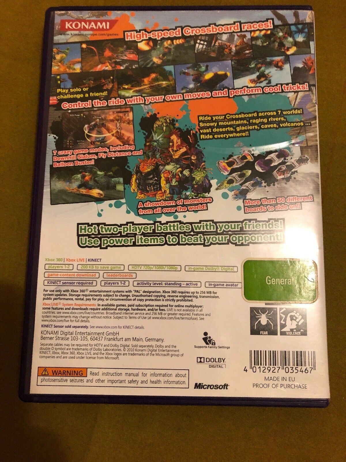 Cross Board 7 - XBOX 360 PAL VGC KINECT Snowboarding Game