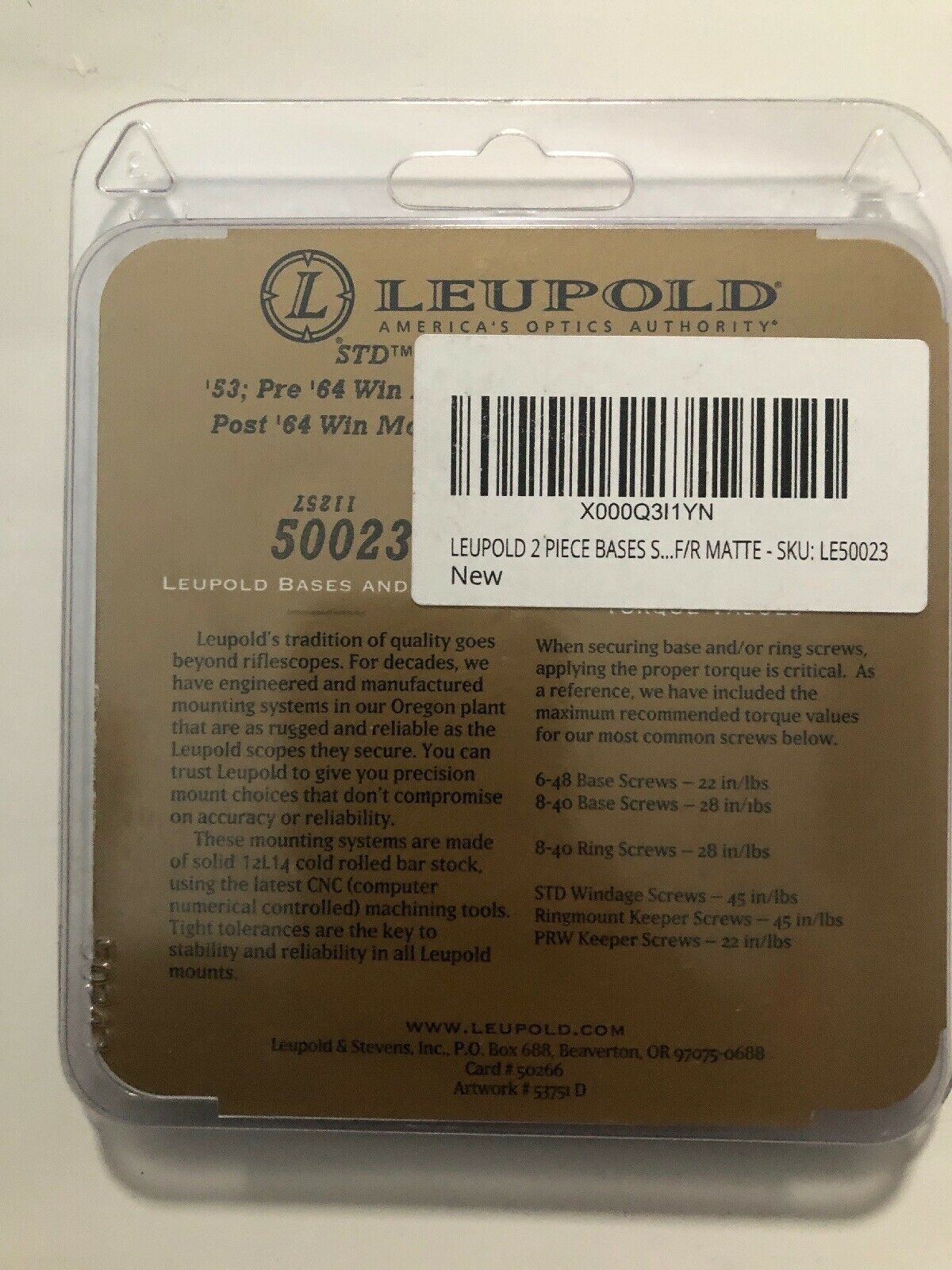 LEUPOLD 2 PIECE BASES STD WIN 70 REV. F & R MATTE 50023 - LE50023