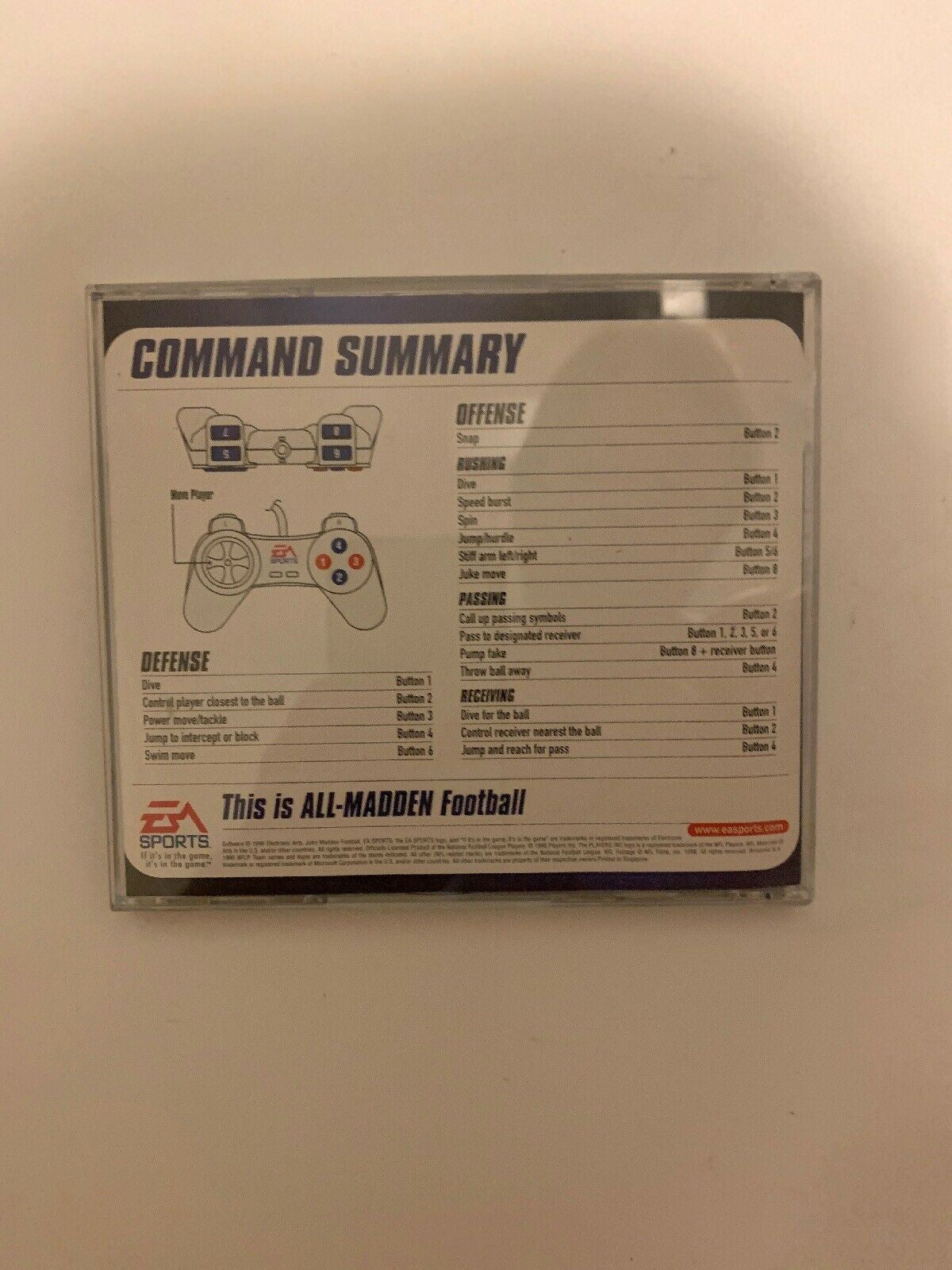 Madden 99 (1998) PC Cdrom EA Sports NFL Vintage Game For Windows