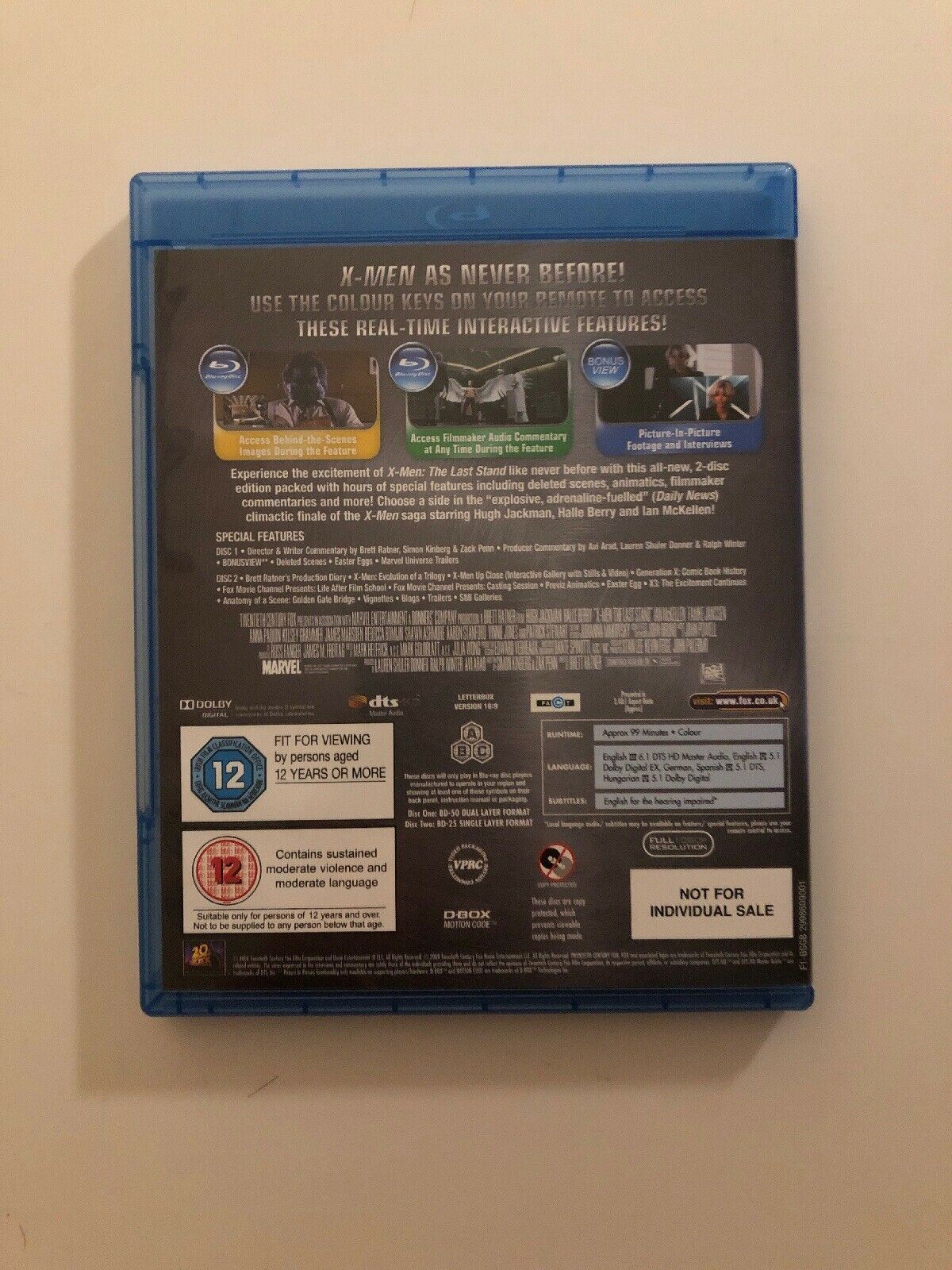 X-Men 3 - The Last Stand (Blu-ray, 2009, 2-Disc Set)