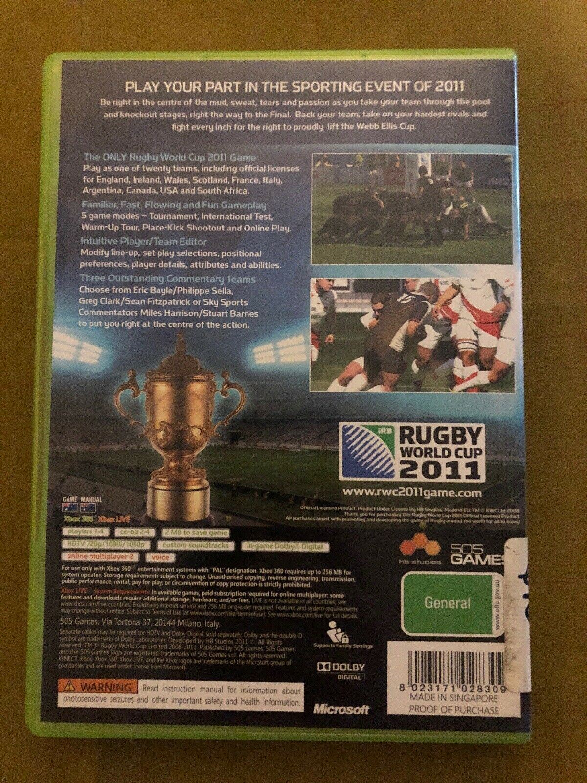 Rugby World Cup 2011 - Microsoft Xbox 360 PAL Game Official Rugby Football