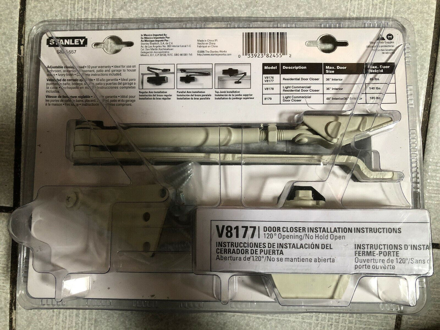 **BRAND NEW!!** STANLEY Residential Door Closer S824-557/V8177 Ivory