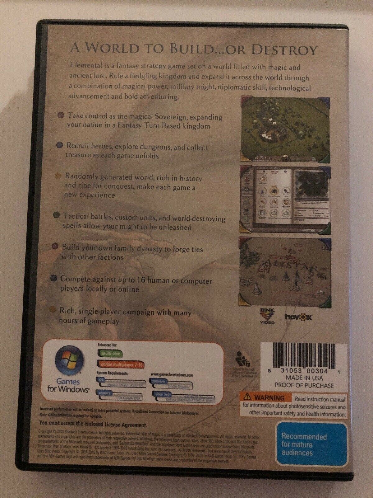 Elemental War Of Magic - PC DVD 2010 Fantasy Strategy RPG Windows Game