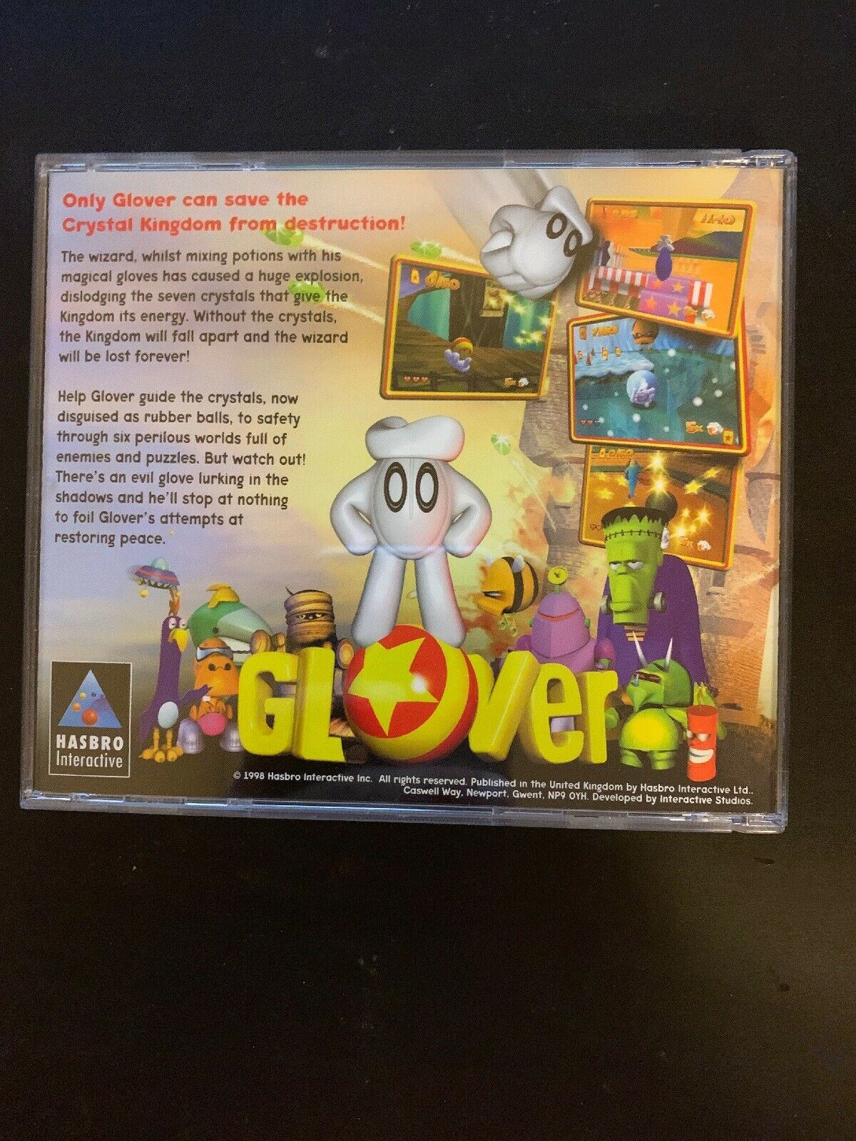 Glover 1998 PC Cdrom Hasbro Interactive With Manual
