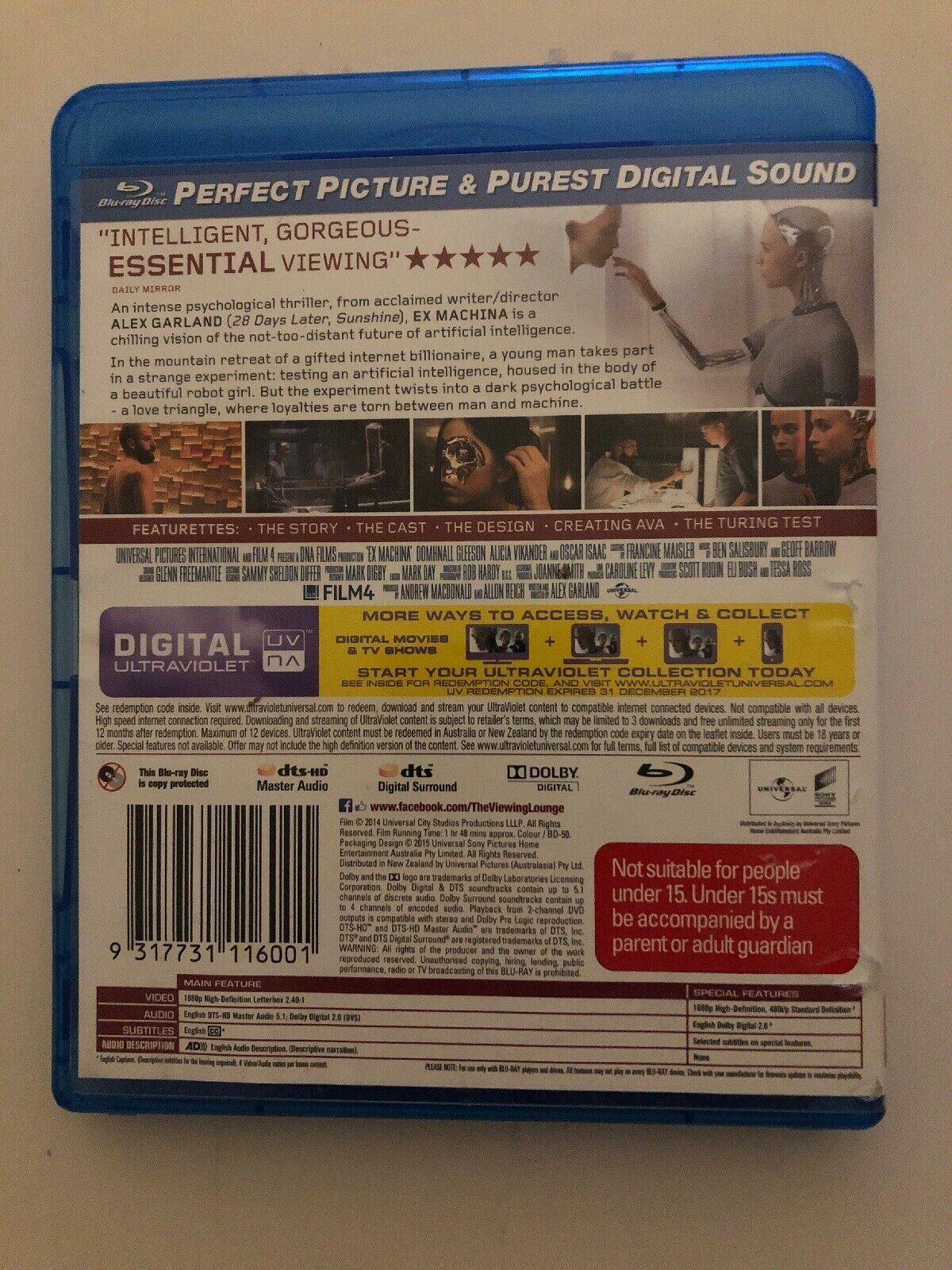 Ex Machina (Blu-ray, 2015) Region B