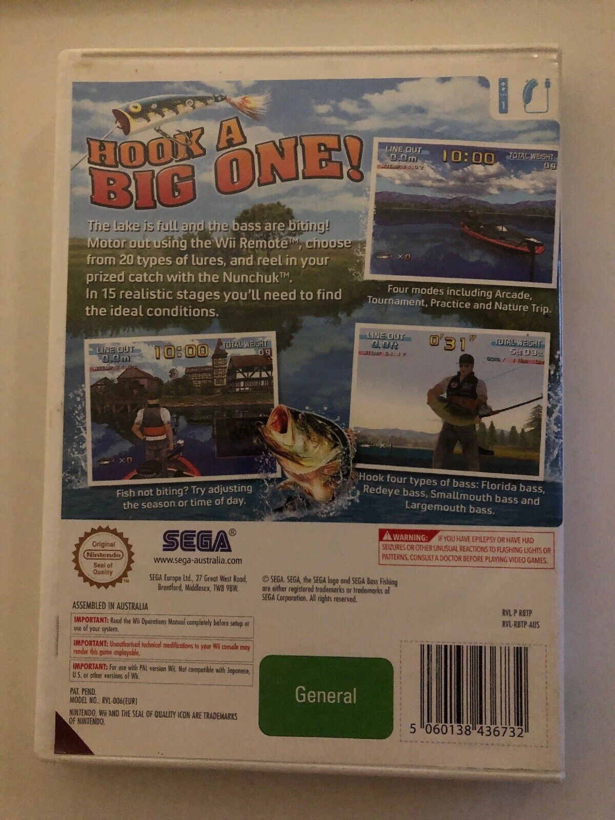 Nintendo Wii Game - SEGA BASS FISHING + Booklet Manual