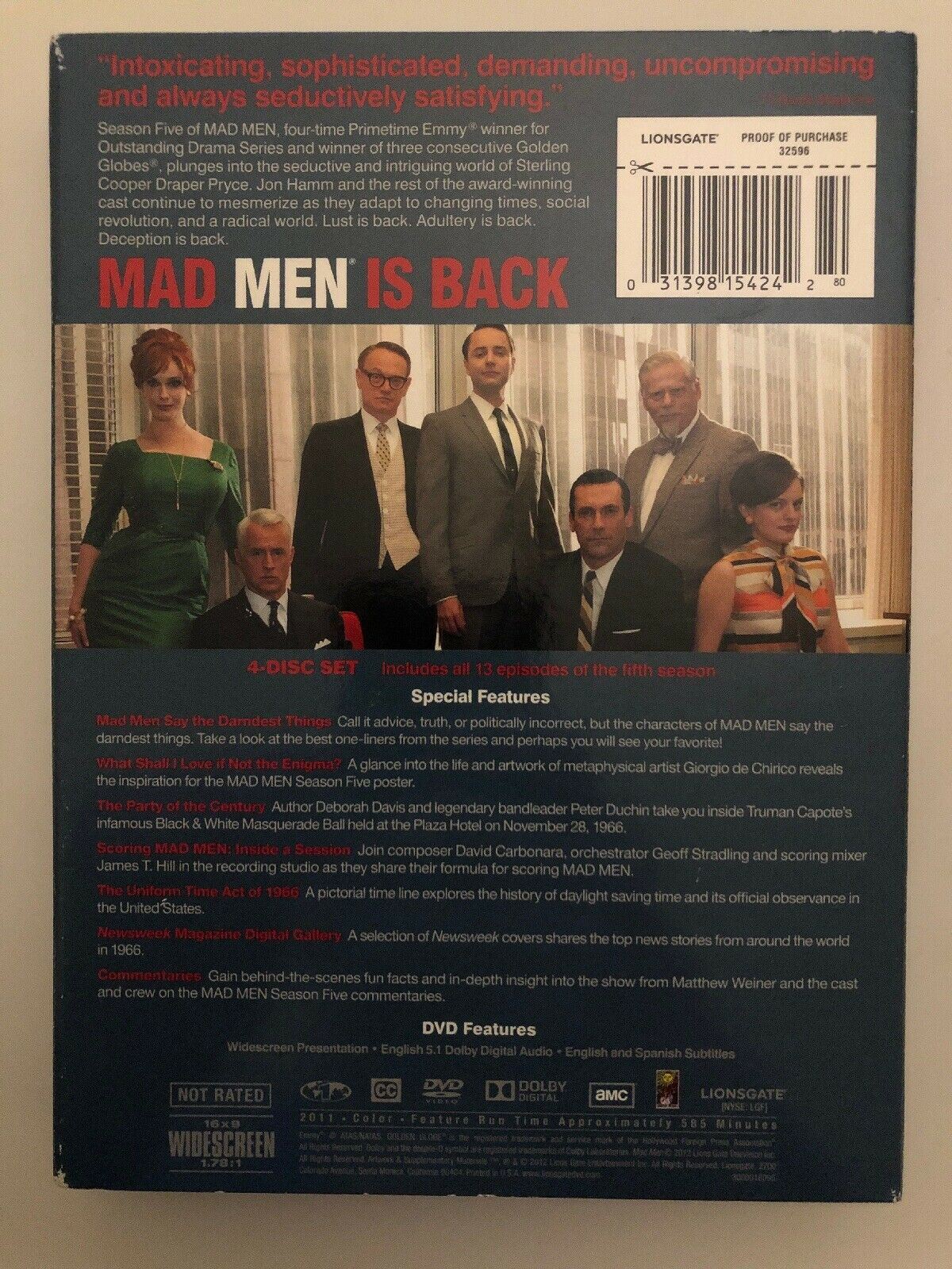 MAD MEN: SEASON 5 (4-Disc DVD) with Special Features