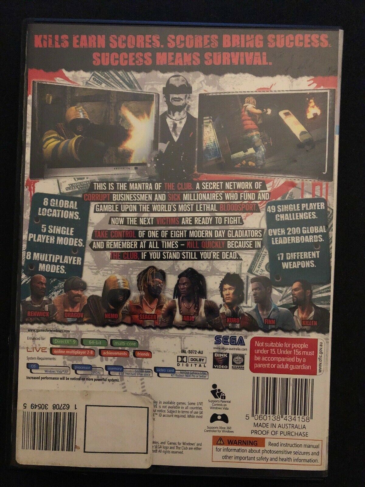 The Club - PC Windows SEGA Action Arcade Game