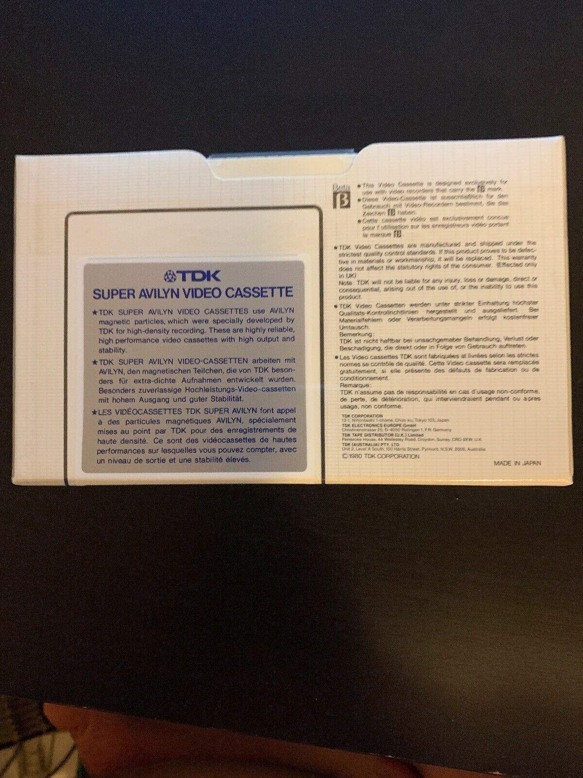 TDK Super Avilyn L-750 Beta Video Cassette *New And Sealed*