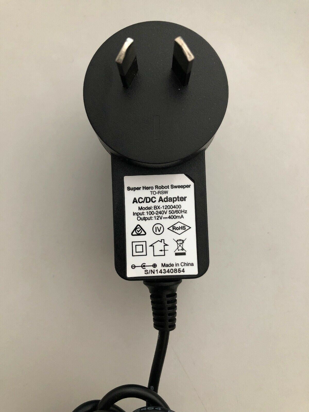 Genuine Super Hero Robot Sweeper TO-RSW AC Adapter BX-1200400 12V 400mA
