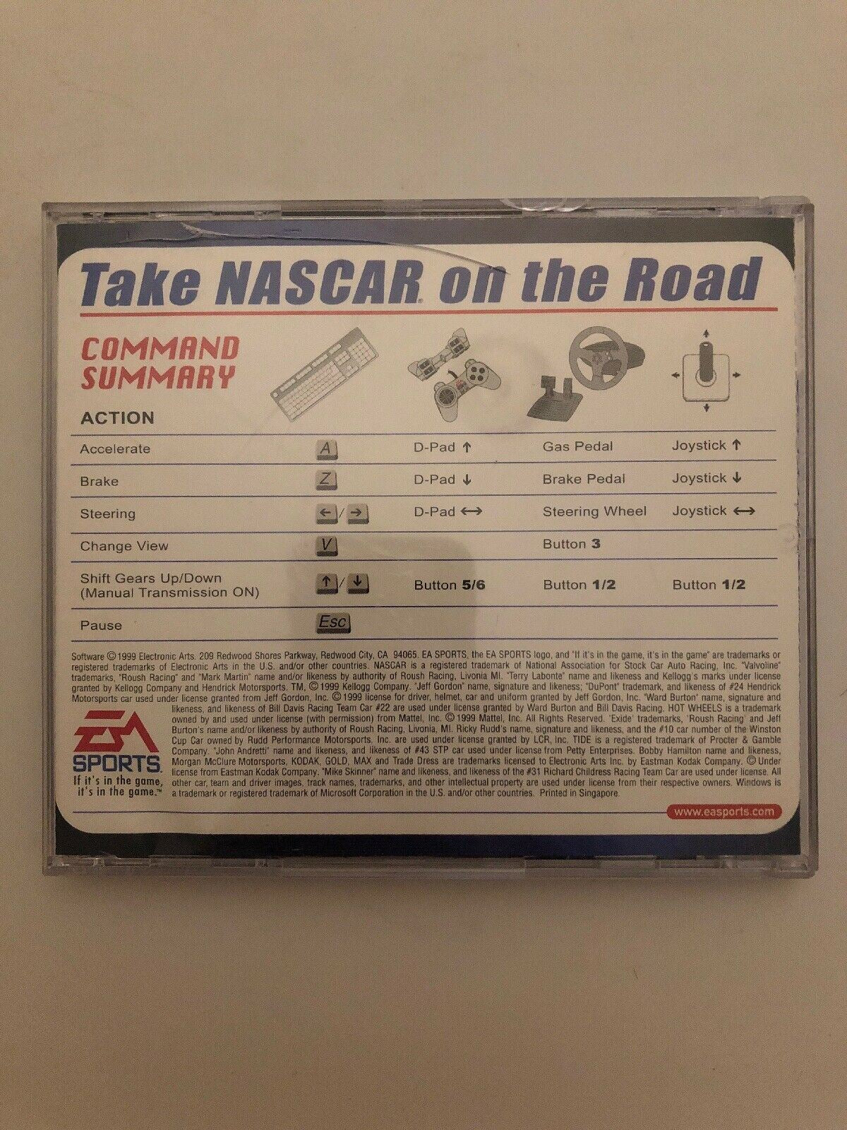 NASCAR Road Racing PC 1999 EA CD-ROM Classic Vintage Racing Game