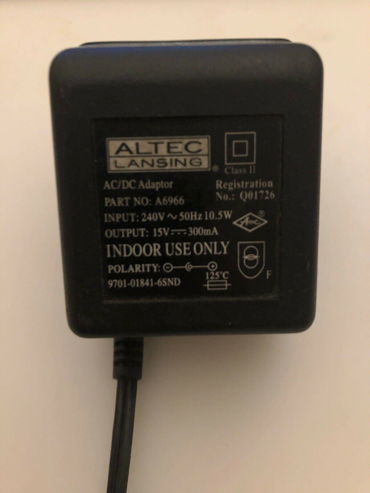 Genuine Altec Lansig A6966 AC Adapter 15V 300mA