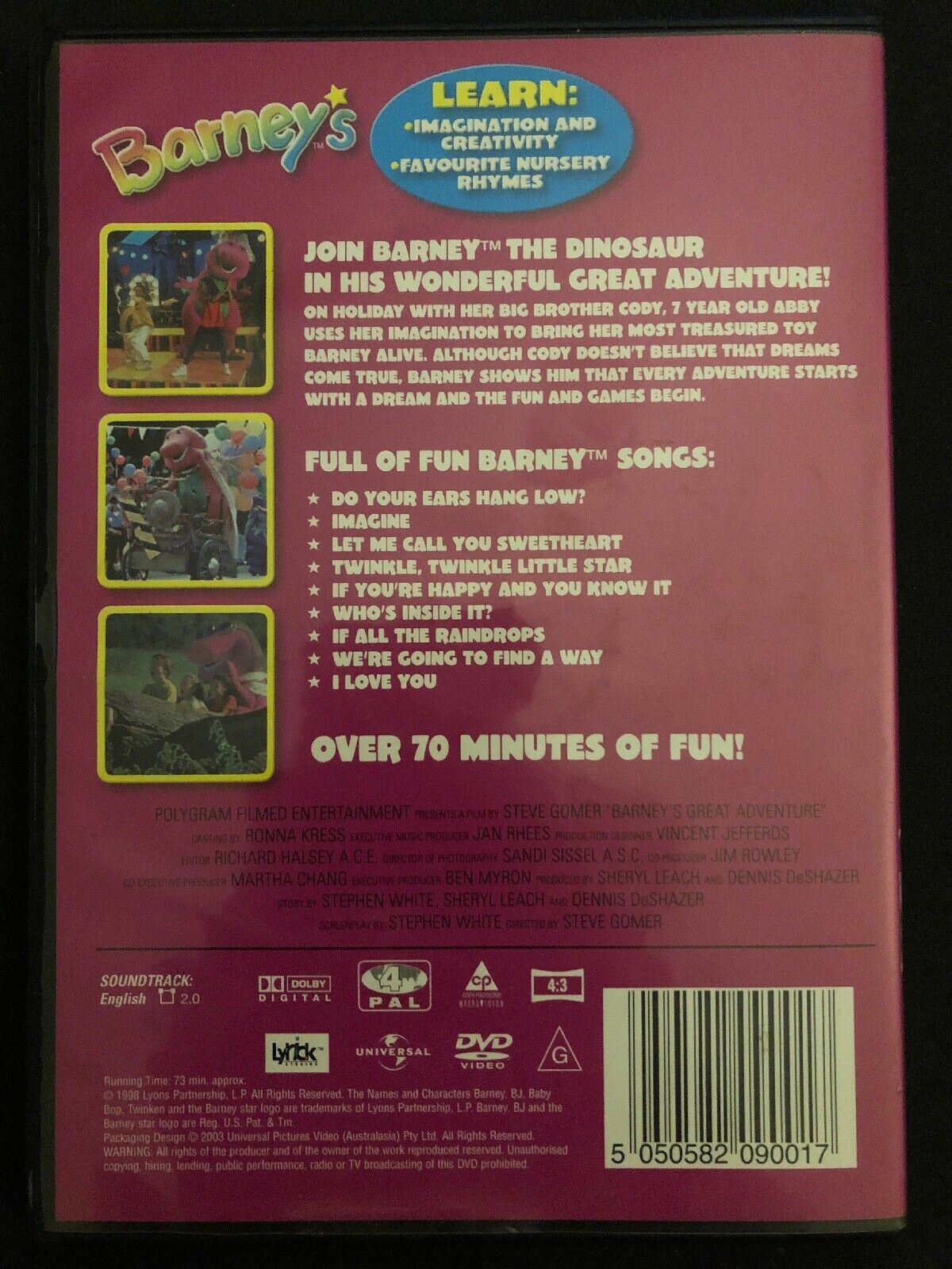 Barney's Great Adventure DVD Region 4