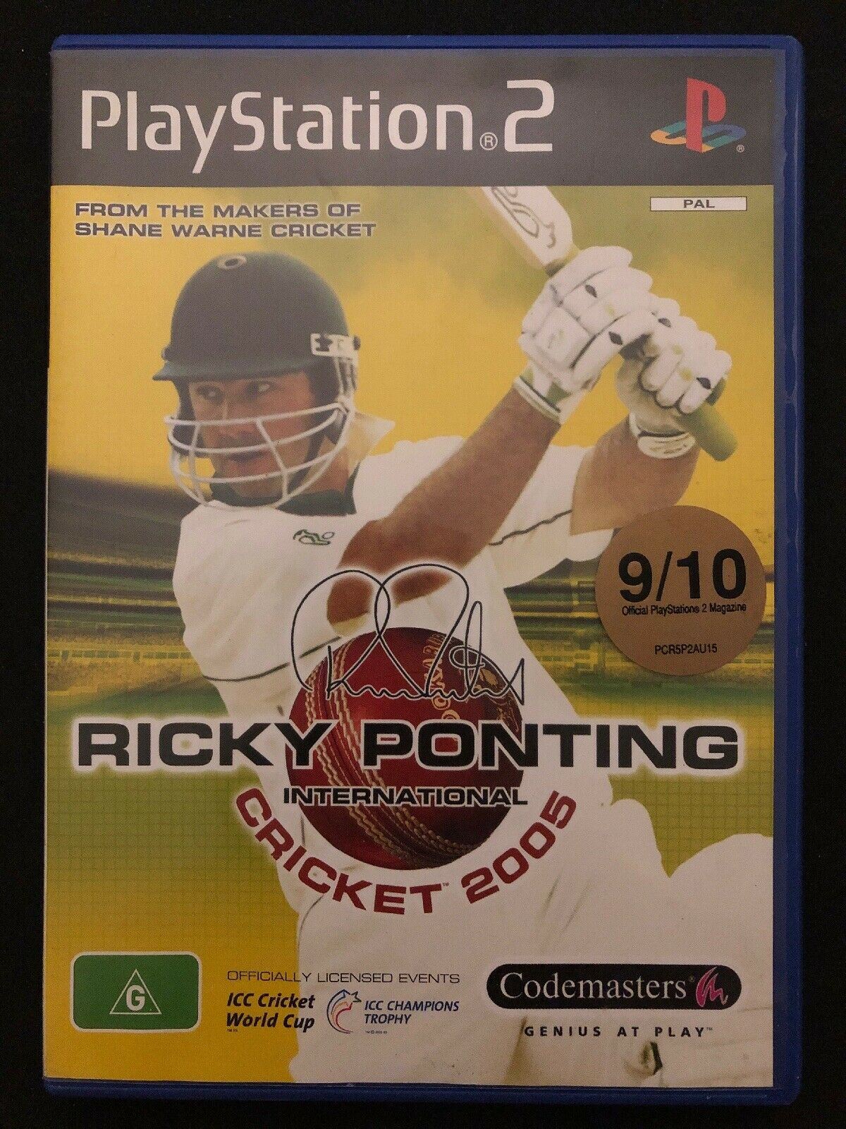 Ricky Ponting Cricket 2005 (Sony PlayStation 2, 2005) with manual