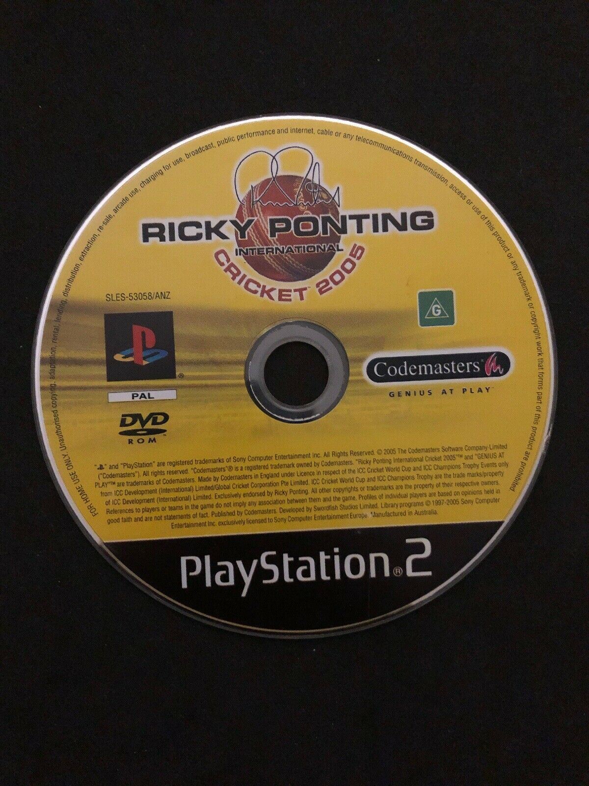 Ricky Ponting Cricket 2005 (Sony PlayStation 2, 2005) with manual
