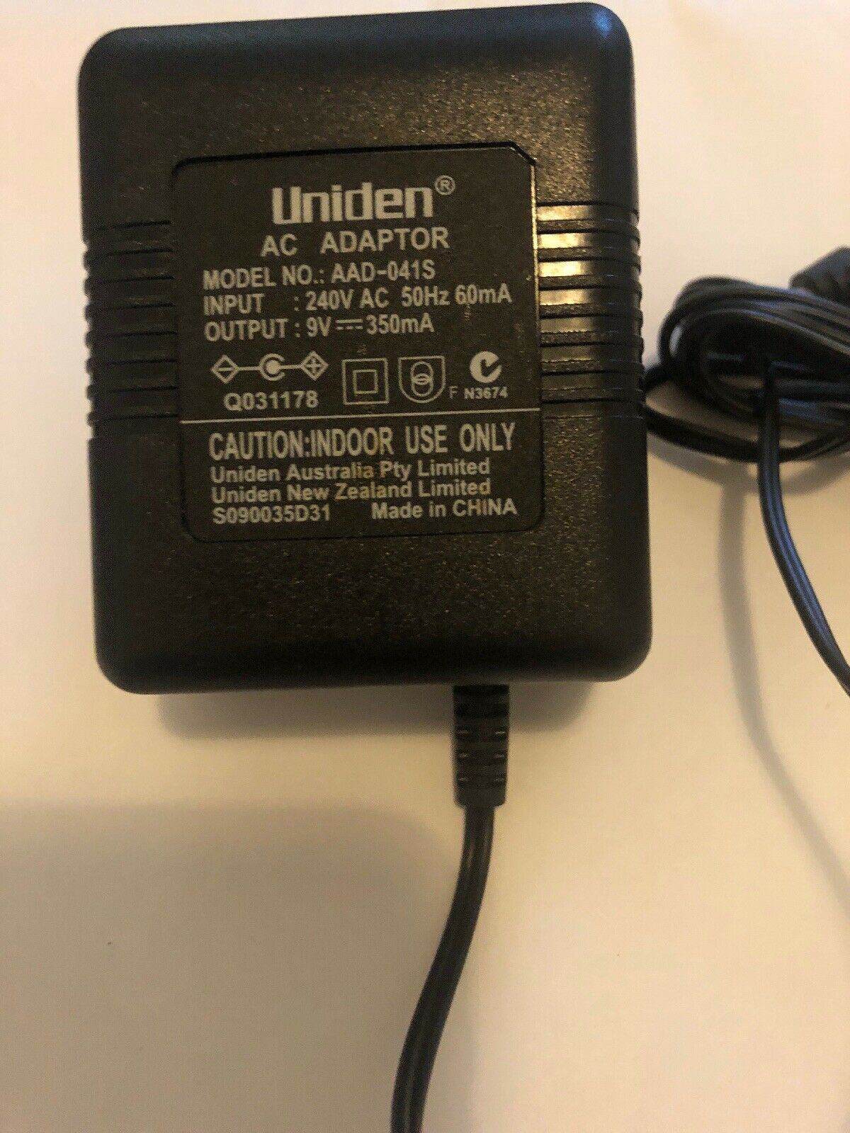 Genuine Uniden AAD-041S AC Adapter 9V 350mA