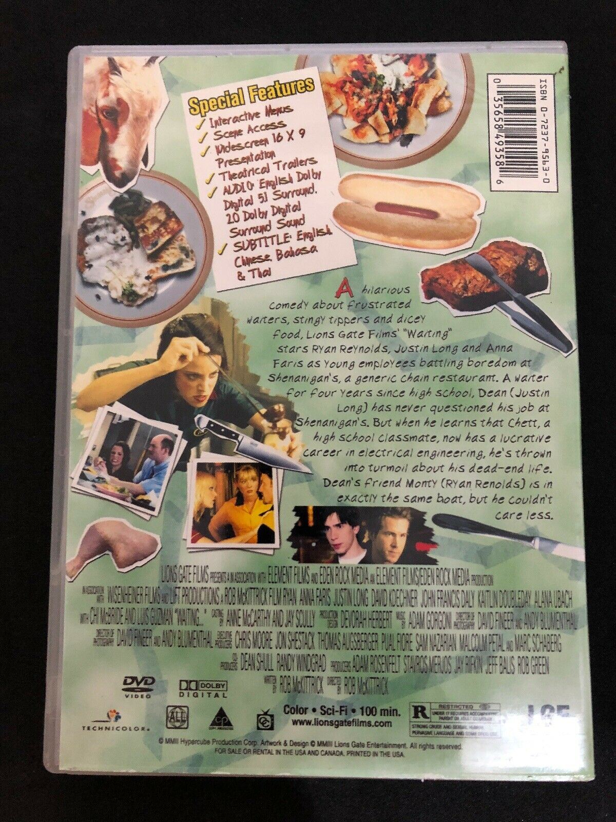 Waiting (DVD) Ryan Reynolds, Anna Faris, Justin Long - RARE Comedy Film