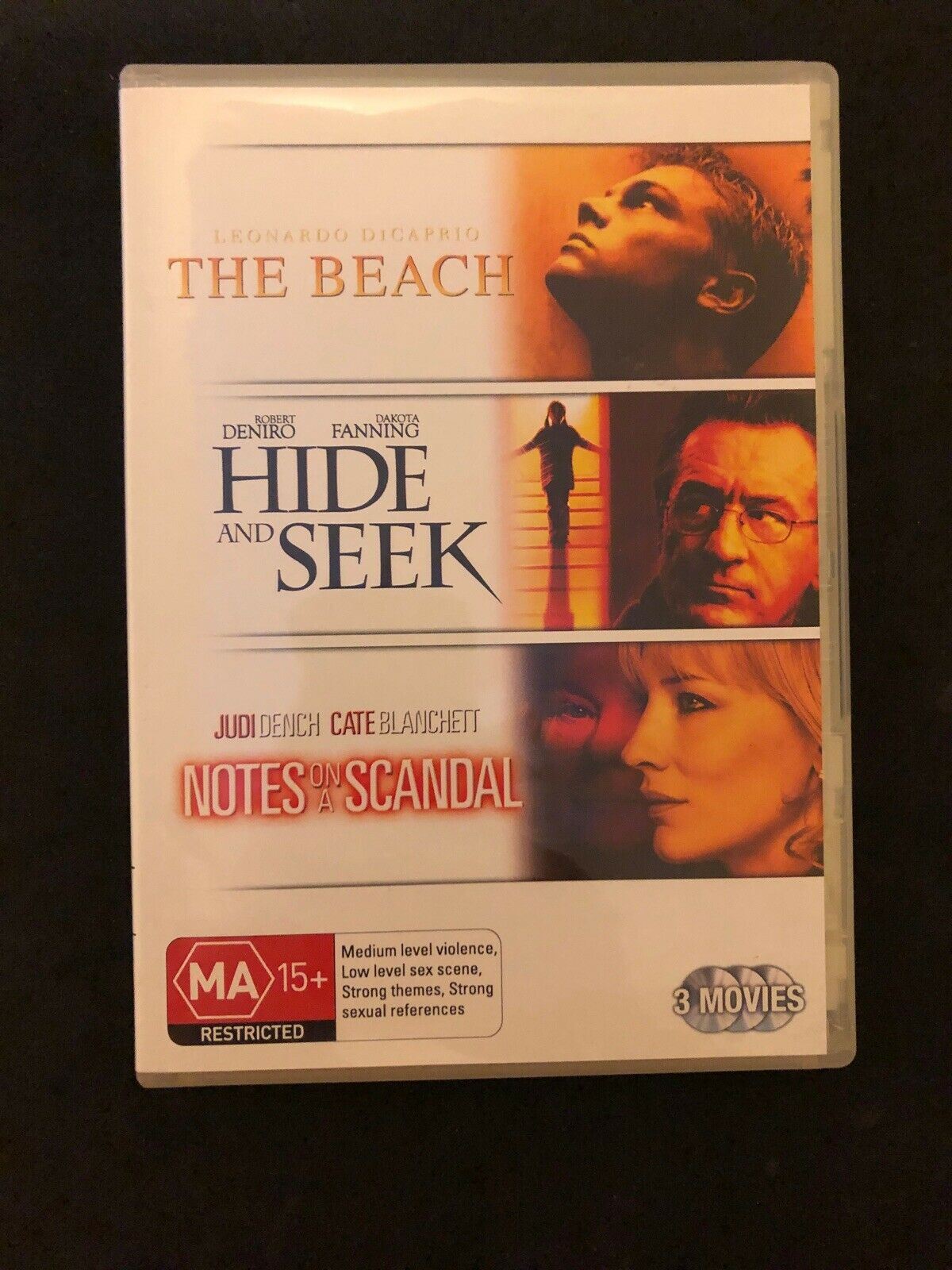 The Beach / Hide and Seek / Notes on a Scandal (DVD, 3-DISC) Region 4 –  Retro Unit