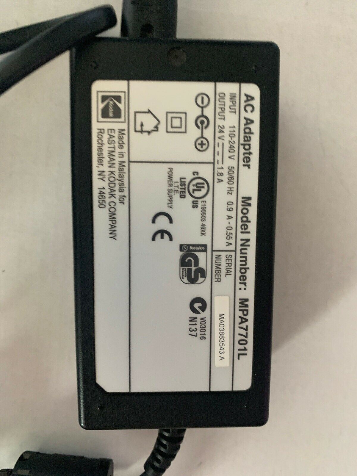 Genuine Kodak MPA7701L Original AC Adapter 24V 0.9 A Power Supply